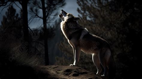 Brown Wolf Howling In The Dark Wolf Howling Background, Picture Of Wolf Howling, Wolf, Howl ...