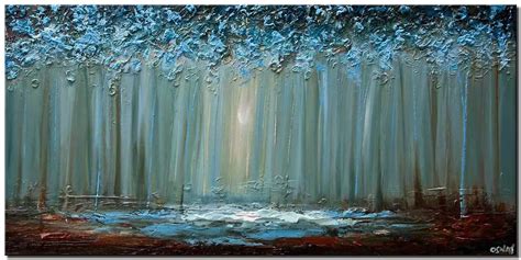 Forest Painting - Teal Abstract Tree Art Forest - Shop Now