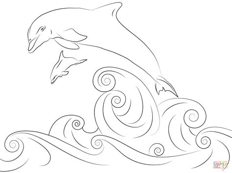 Dolphins Jumping out of Water coloring page | Free Printable Coloring Pages