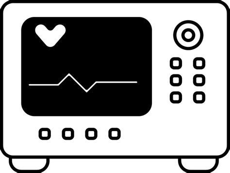 black and white illustration of ECG Machine Icon. 24590693 Vector Art ...