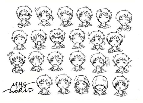 Anime, Chibi Face Expressions, Boy Draw Chibi, Chibi Boy, Chibi Drawings, Figure Drawings, Anime ...