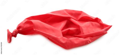 Popped red balloon isolated on white Stock Photo | Adobe Stock