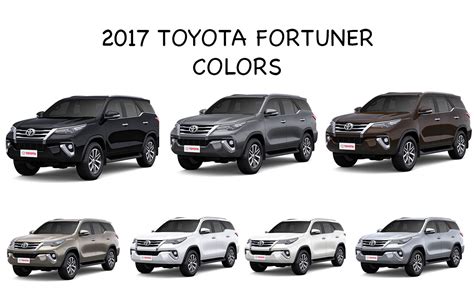 2017 New Toyota Fortuner Colors: Black, Bronze, Brown,Grey, Silver, White - GaadiKey