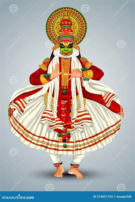 Kerala Traditional Folk Dance Kathakali Full Size Vector Illustration Design Stock Vector ...