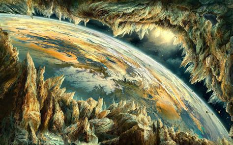 Paintings outer space planets earth rocks artwork art HD desktop wallpaper : Widescreen : High ...