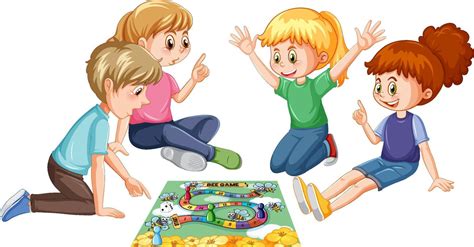 A children playing board game on white background 7498286 Vector Art at Vecteezy