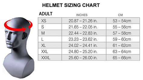 Youth Helmet Size Chart