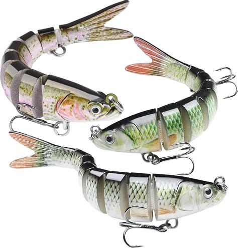 GOTOUR Fishing Lures, Lifelike Multi Jointed Swimbait, Slow Sinking Swimming Lure, Freshwater or ...