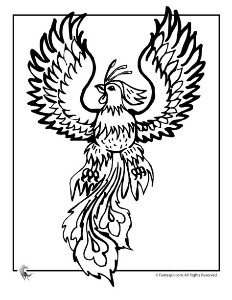 Flaming Phoenix Greek Myth Coloring Page - Woo! Jr. Kids Activities