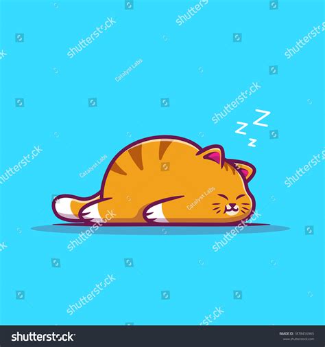 Cute Fat Cat Sleeping Cartoon Vector Stock Vector (Royalty Free) 1878416965 | Shutterstock