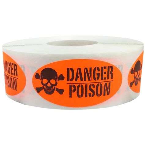 Danger Poison Control Stickers | Fluorescent Red | InStockLabels.com