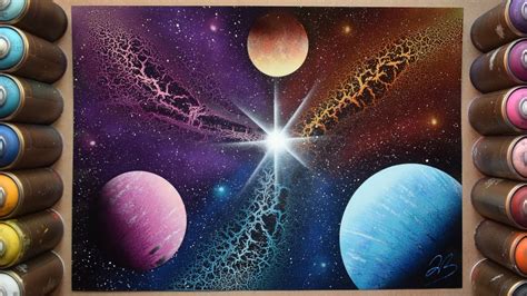 Triple Galaxy SPRAY PAINT ART - YouTube