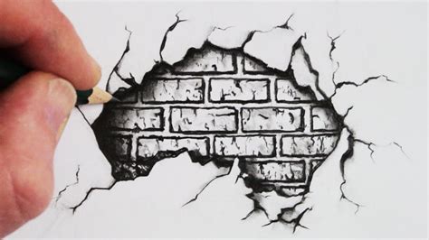 How to Draw a Whole in a Brick Wall: Pencil Drawing - YouTube