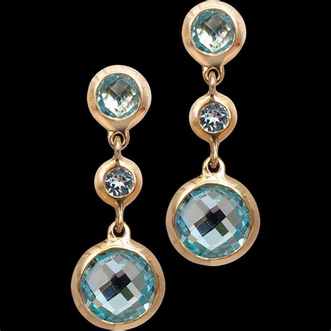 Antique Jewellery » 9ct Blue Topaz Earrings