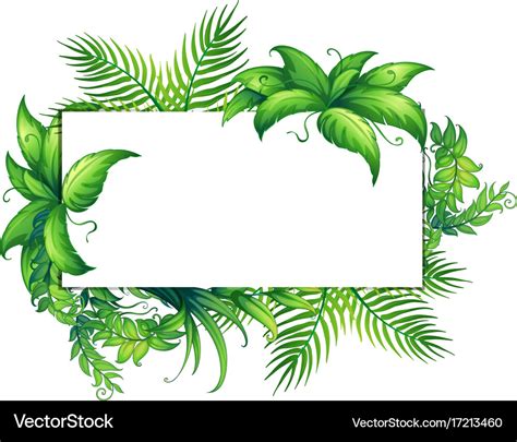 Border template with green leaves Royalty Free Vector Image