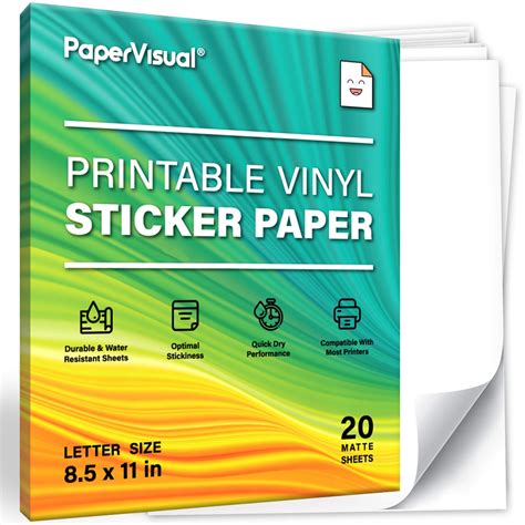 Buy PAPERVISUAL Printable Vinyl Sticker Paper for Inkjet Printer 20 ...