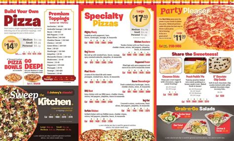 Menu at Johnny's Pizza House pizzeria, Ridgeland