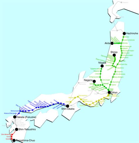 Japan Bullet Train Map - Japan • mappery