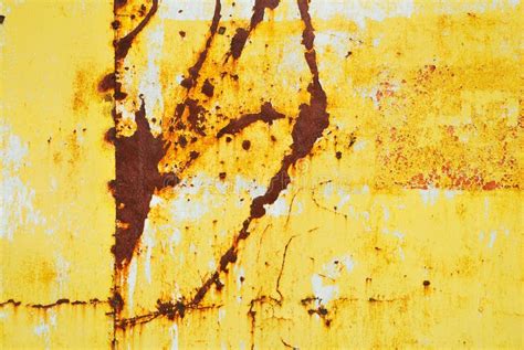 Yellow Painted Metal with Rust Texture Stock Image - Image of material, aged: 43688357