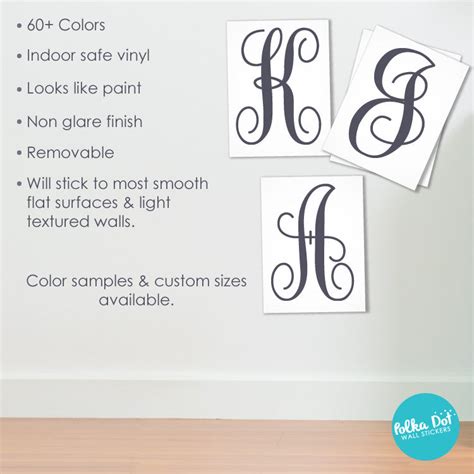 Curly Cursive Monogram Wall Decal – Polka Dot Wall Stickers