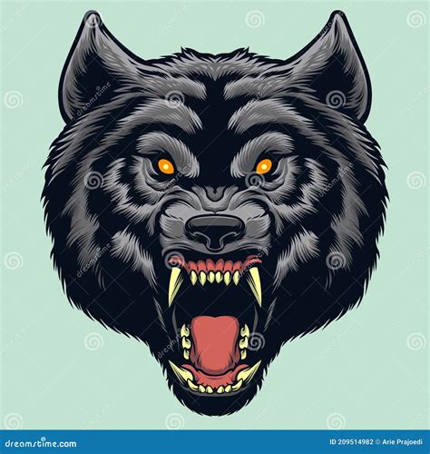 Angry Alpha Wolf Face Close Up Stock Illustration - Illustration of beast, mascot: 209514982