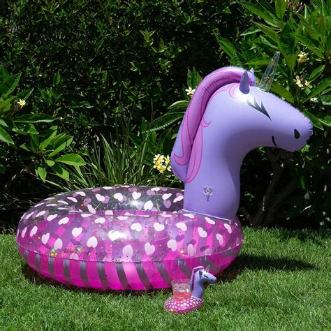 Assortit - Inflatable Purple Unicorn Pool Float with Matching Drink Holder Mini-Float - Walmart ...