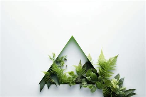 Premium Photo | A triangle made out of plants and leaves