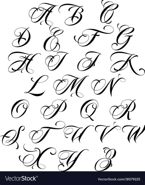 Calligraphy alphabet Royalty Free Vector Image