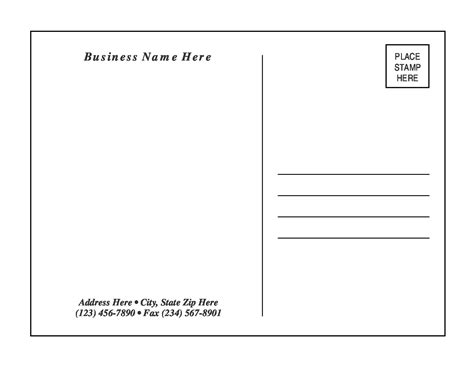 Printable Downloadable Postcard Template