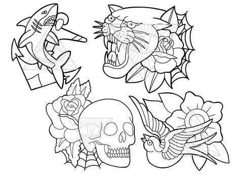 Traditional Tattoo Flash SVG PNG Laser Cut Files Digital - Etsy