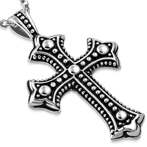 Gothic Style Cross Pendant and Chain. Rocker Jewelry. 80's - Etsy