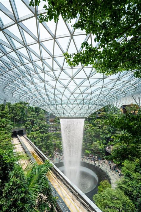 The Rain Vortex at Jewel Changi Airport, Singapore Stock Image - Image of panorama, design ...