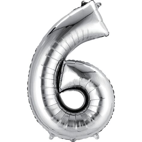 34in Silver Number Balloon (6) | Foil number balloons, Number balloons ...