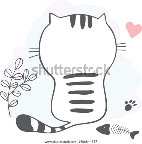 Cat Sitting Back View Drawing Love Stock Vector (Royalty Free) 1406844737 | Shutterstock