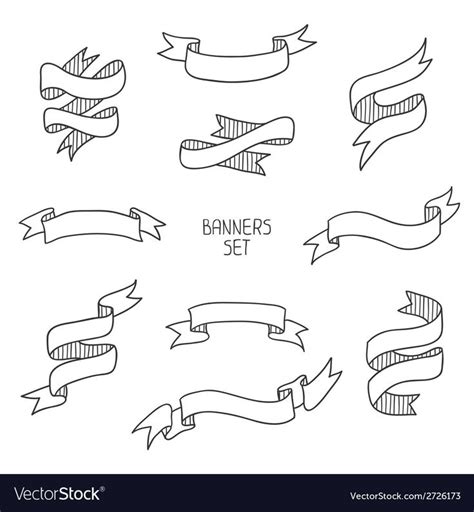 Vintage ribbon banners, hand drawn set for design. Vector illustration. Download a Free Preview ...