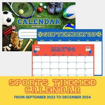 Sports themed Calendar 2023-24 (ENG) by Mariola de Arquer | TPT