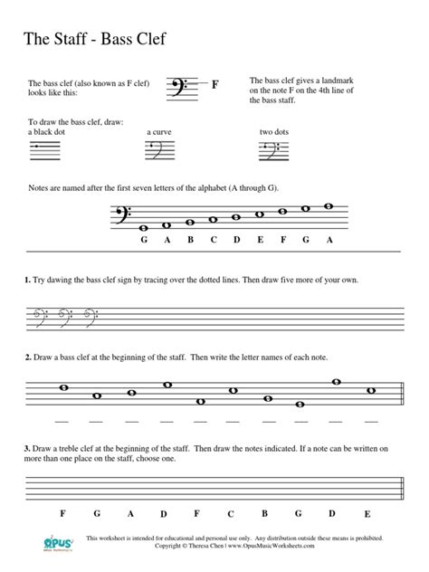 Music Theory Worksheets Note Naming Bass Clef