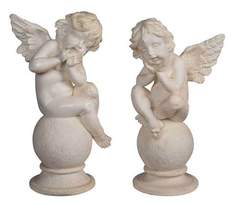 Pair of Cast Marble Cherub Sculptures sold at auction on 3rd February | Brunk Auctions