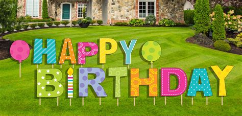 Happy Birthday Yard Sign, 15 pcs, Stakes Included, Outdoor Party Lawn Decoration or Indoor Wall ...