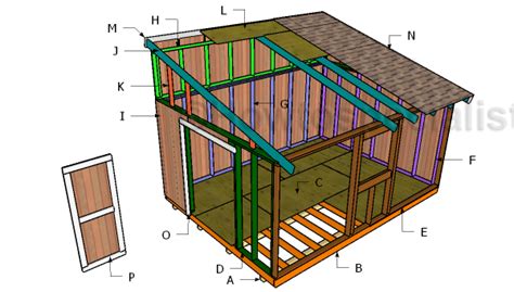 12x16 Lean to Shed Plans | HowToSpecialist - How to Build, Step by Step DIY Plans