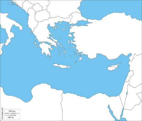 Eastern Mediterranean Sea : free map, free blank map, free outline map, free base map : states ...