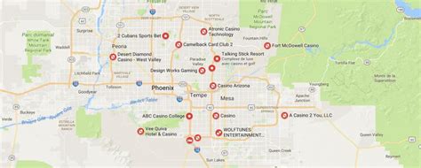 Phoenix casinos map - Map of Phoenix casino (Arizona - USA)