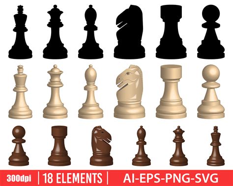 Chess Game Pieces Clipart Vector Design Illustration. Chess Pieces Set. Vector Clipart Print - Etsy