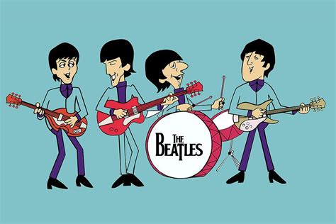 The Beatles Cartoon Rock Music Poster | Beatles cartoon, Beatles wallpaper, Beatles birthday