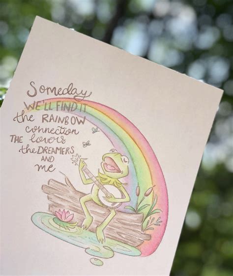 Kermit the frog rainbow connection painting print the | Etsy