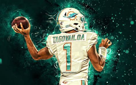 Download wallpapers Tua Tagovailoa, 4k, quarterback, Miami Dolphins, back view, american ...