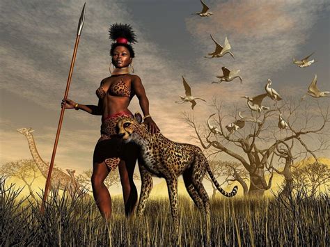 Download Female African Warrior Art Wallpaper | Wallpapers.com