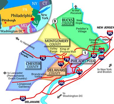 Map Of Philadelphia And Surrounding Counties - Cities And Towns Map