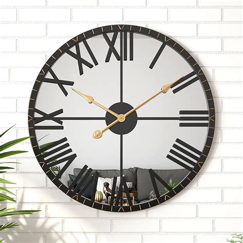 DAYDAYART Modern Mirror Wall Clock, Large Vintage Retro Wall Decor ...