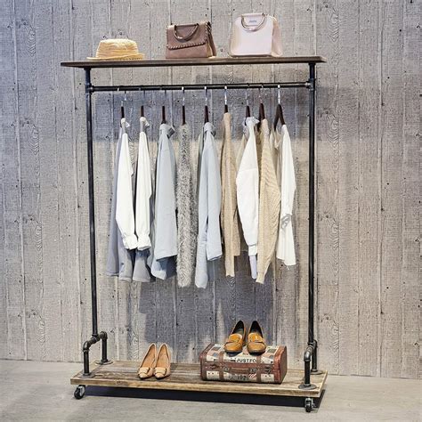 Buy Industrial Pipe Clothing Rack on Wheels,Retail Display Clothing Racks with Shelves,Vintage ...